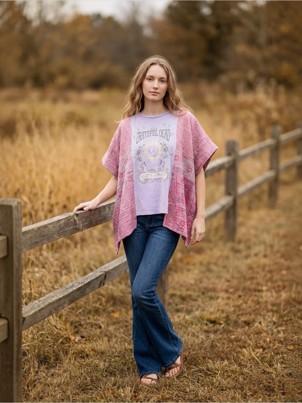 Grateful Dead Lavender Tee with Pink Knit Layer